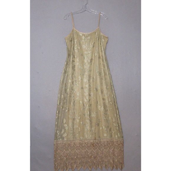 Vintage Sue Wong‎ Maxi Dress Gold Floral Crochet Party Cocktail Mesh USA - Picture 1 of 15